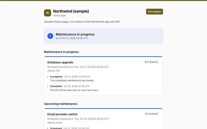 DurianStatus screenshot (demo data)